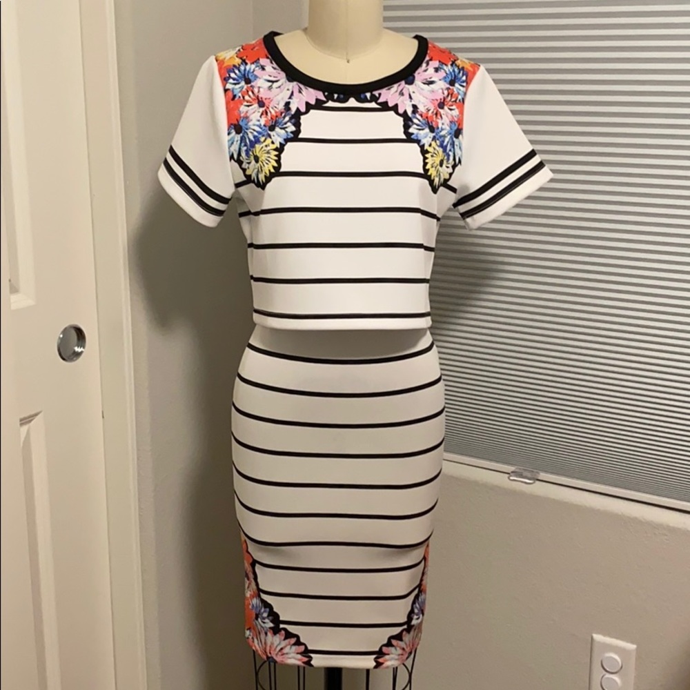 MINKPINK Stripe Ponte Dress 2pc Set